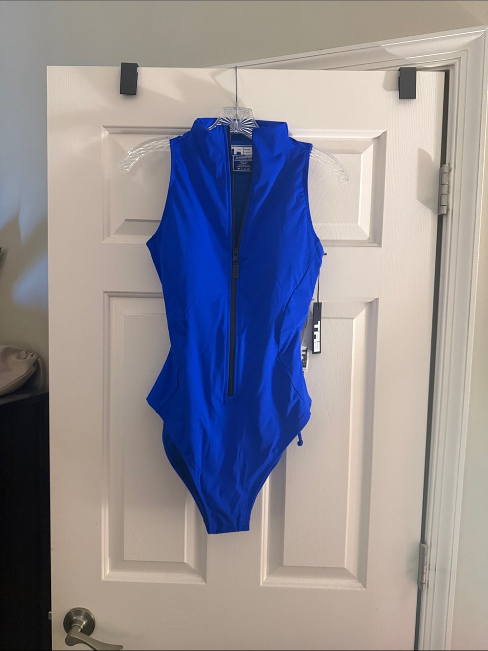 TA3 Royal Blue Zip-Front One-Piece Swimsuit